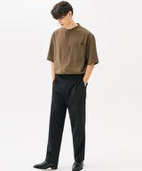 ONE POCKET MINIMAL COLLAR OVERFIT SHIRT (BLACK) (6585497387126)