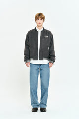 UNI RIB POINT VARSITY JACKET [MELANGE GRAY]