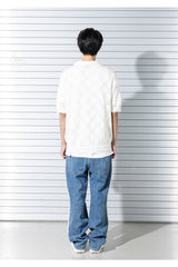 チェックボードメッシュニットハーフシャツ/CHECKERBOARD MESHED KNIT HALF SHIRTS