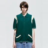 バーシティハーフニットジップアップ / varsity half knit zip-up green