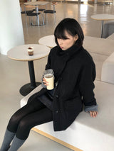 レイヤーボートネックショートニット