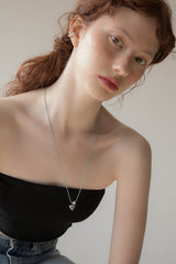 ハートポイントメランジストリングネックレス/Heart point melange string necklace