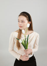 ドレープパフシャーリングTシャツ / Drape Puff Shirring T-shirt Beige