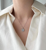パールキュービックニットスマイルコインハンドメイドネックレス/mmi Silver 925 Pearl Cubic Kit Smile Coin Handmade Necklace