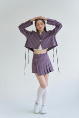 プリーツクロップジャケット / PLEATS CROP JK (PURPLE)
