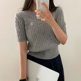 [Bellide made] モアVネックショートTスリーブニット