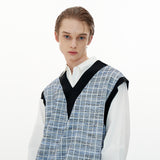 Cutting Point Vest [Blue Tweed] (6612236140662)