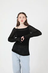 バックスリットクロップスリーブレス / Back Slit Crop Sleeveless Black