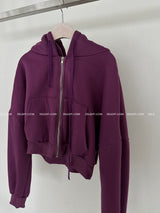 4color cropped napping hood zip-up