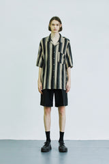 ループステッチターンアップハーフパンツ / loop stitch turn up half pants black