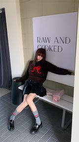 Brown Ribbon Title Knit