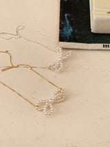 アイレットリボンパールネックレス / [925silver] Eyelet ribbon pearl necklace