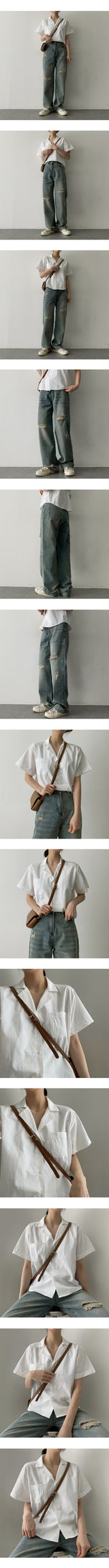 サンディーオープンカラー半袖シャツ / Sandy Open Collar Short-Sleeved Shirt