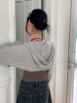 Lots Snap Button Waffle Layered Hooded Bolero