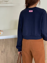 ハートロゴクロップスウェット/HEART LOGO CROP SWEATSHIRTS (NAVY)
