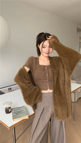 アンゴラカーディガン / brown angora cardigan