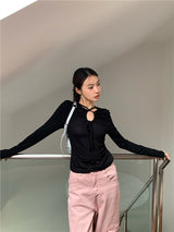 Cross shirring long sleeve tee