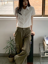 ホルティカーゴポケットロングワイドコットンパンツ / Holty Cargo Pocket Long Wide Cotton Pants
