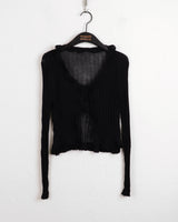 Lityu Trans-season frill strap see-through long-sleeved cardigan