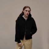 Black Velvet Ribbon Hoodie Zip-up