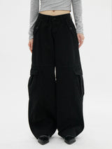 ローライズワイドパンツ/Low-rise black wide pants