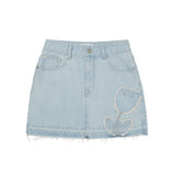 チェリープラネットデニムスカート / CHERRY PLANT DENIM SKIRT [LIGHT BLUE]