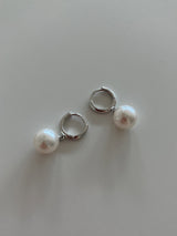[92.5silver] round pearl one-touch earrings