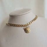 Melbie The Cat Series - Cat face Bold Chain Choker Necklace (Gold ver.)