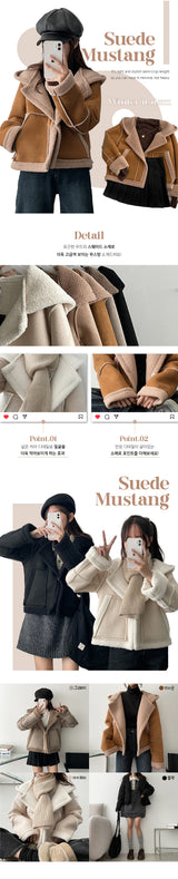 Chorring Wool Suede Hooded Mustang Jacket