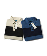 ニットラグビースウェットシャツ/Knit Rugby Sweatshirt T76 beige&black