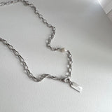 huu サージカルスチールヒップフレッシュウォーターパールボールド3ウェイネックレス / huu Surgical Steel Hip Fresh Water Pearl Bold Three-Way Necklace
