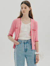 リネン刺繍カーディガン / Linen embroidery cardigan - Pink