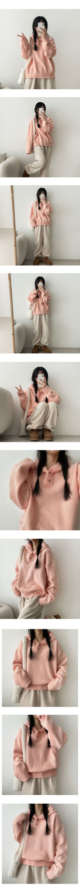 Bond the button knit hood