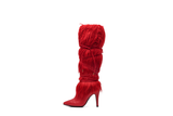 Real Leather Fur Boots(Red)