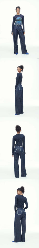 オーバーロックプリーツワイドデニム / OVERLOCK PLEATS WIDE DENIM