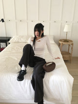 Kilo black striped wide denim pants