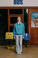 ベーシックラインロゴスウェットシャツ・ブルー［ユニセックス］/ Basic Line Logo Unisex Blue Sweat Shirt