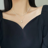 パールシェルレイヤードネックレス / Pearl Shell Layered Necklace / 2 color