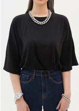 レーニンストーンキュービックチェーンネックレス_シルバー / Lenin Stone Cubic Chain Necklace(Copy) (6628150149238)