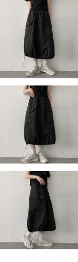 トップTシャツナイロンストリングロングスカート / Top T-shirt nylon string long skirt