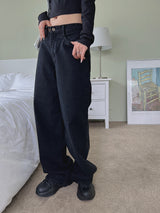 2ボタンワイドデニムパンツ / no.1796 Two-Button Wide Denim Pants (3color)