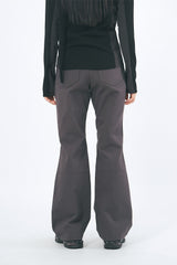 D-ring incision pintuck cotton bootcut pants
