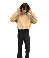 プリントクロップドフーディ / Print Cropped Hoodie-BEIGE