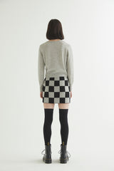 CHECKERBOARD KNIT MINI SKIRT BLACK (6608602792054)