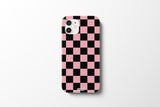 チェッカーボードアイフォンケース/(matte) Black&Pink Checkerboard Phone Casecase