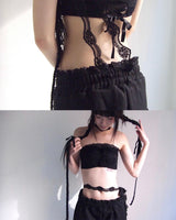 レーススウェットパンツ BLACK