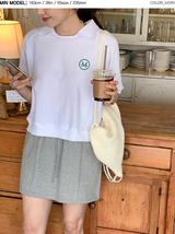 刺繍レタリング襟スウェットTシャツ (3color) (6698383999094)