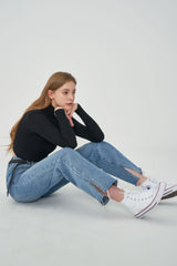 ワイドフィットベルトセットスリットデニムパンツ / SONG JI HYO, VIVIZ EUNHA, SISTAR HYRIN, EVERGLOW AISHA, NATURE LU, STAYC ISA, FROMIS_9 SAEROM WORNSEMI WIDE FIT BELT SET SLIT DENIM PANTS [6607]