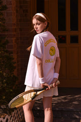 テニスボールクルーネックホワイトユニセックスTシャツ / Tennis ball crew neck white Unisex T-shirt