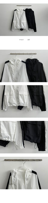 イズラインカラードフードウィンドブレーカー / is line colored hooded windbreaker